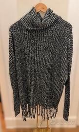 Maglione donna a collo alto mélange grigio/nero