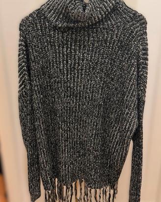 Maglione donna a collo alto mélange grigio/nero