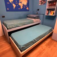 Letto singolo con secondo letto esatribile