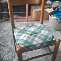 set da 4 sedie di paglia e legno