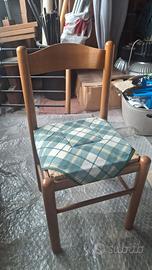 set da 4 sedie di paglia e legno