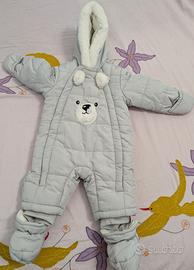Tuta da neve nylon bimbo grey 0-3 mesi/winter coat