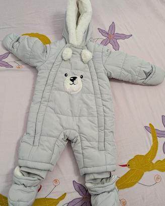 Tuta da neve nylon bimbo grey 0-3 mesi/winter coat