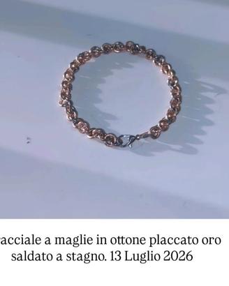 Bracciale in ottone placcato oro lavorato a mano 