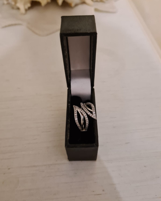 Anello regolabile argento e zirconi