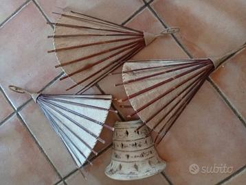 Applique da parete, 3 in bambu e 1 in ceramica