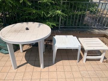 Tavolo rotondo da giardino + 2 tavolini