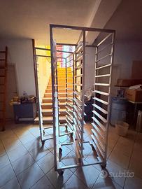 Carrelli doppi porta teglie in acciaio inox