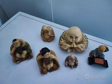 Set statuette cinesi netsuke Hotei