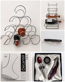 Set vino: decanter, kit sommelier porta bottiglie