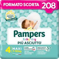 Pampers Baby Dry Taglia 4 Maxi 208 Pannolini