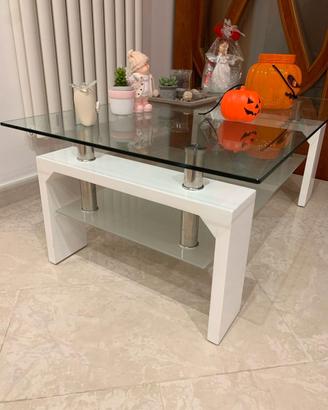 Tavolino da soggiorno salotto bianco lucido