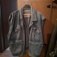 giacca jeans senza maniche, veste L, Carrera 