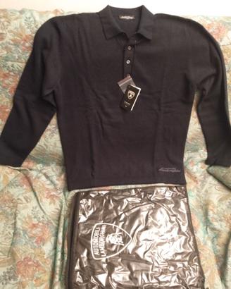 Polo uomo tg 54 nera 100% cashmere Lamborghini