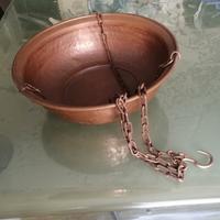 Ciotola rame martellato vintage con catena e ga