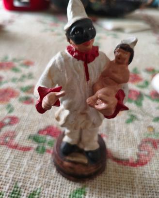 Statuina pulcinella con bambino anni 70 90
