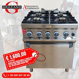 CUCINA 4 FUOCHI inox con FORNO A GAS marca MBM