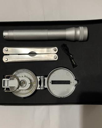 Kit survival con torcia, bussola e multitool