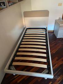 Struttura letto singolo 180x90, rete e materasso