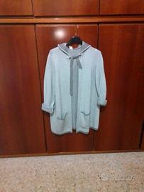 cardigan donna grigio/bianco