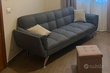 DIVANO COLORE GRIGIO  CON SCHIENALE  RIBALTABILE