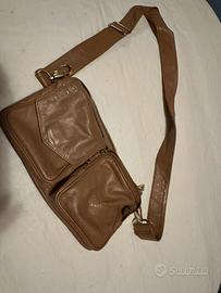 Borsa marsupio in pelle color corda