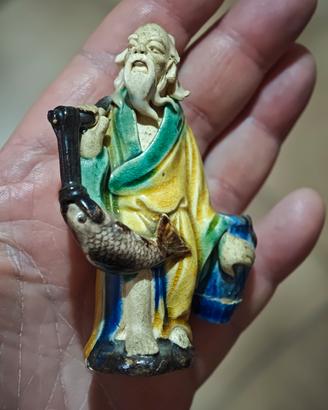 Statuina ceramica cinese vintage Mudman metà '900