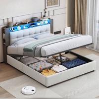 Letto contenitore 140x200 cm in velluto beige