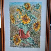 Litografia Franco Azzinari "I girasoli "