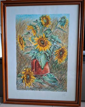 Litografia Franco Azzinari "I girasoli "