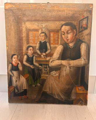 Antico Dipinto Ex-Voto XIX Secolo - Olio su Tela