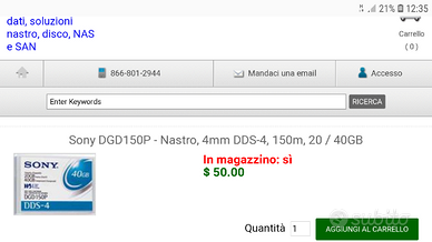 Cartucce Sony DGD150P DDS-4 40 GB