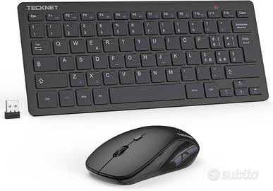 TECKNET Tastiera e Mouse Wireless, 2.4G Silenzioso