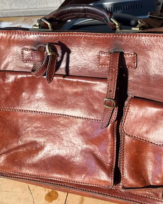 The Bridge cartella vintage in vera pelle marrone