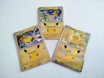 lotto carte Pokemon Pikachu komiya anniversario 