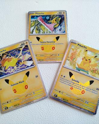lotto carte Pokemon Pikachu komiya anniversario 