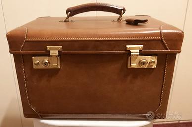 grande beautycase vintage in vera pelle