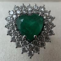 ANELLO CUORE ORO 18kt. DIAMANTI SMERALDO COLOMBIA