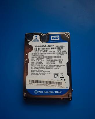 HDD WD da 500gb SATA 2.5" 5400RPM