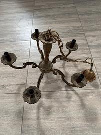 Lampadario antiquariato in ottone meta 900