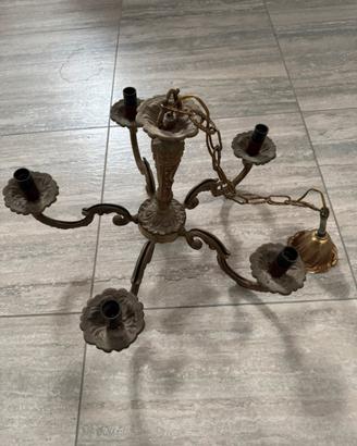 Lampadario antiquariato in ottone meta 900