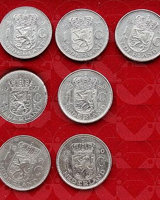 NEDERLAND 1969-1982 lotto di 11 monete da 1 Gulden