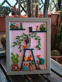 Quadretto naif, vetrini e piastrelline di mare 