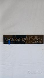 cartello insegna ufficio anni 50 in vetro vintage 