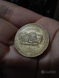 moneta 200 lire commemorativa del 1989