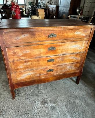 Cassettone antico in legno, 4 cassetti, fine ’800