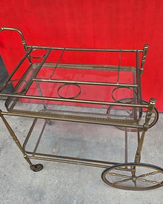 carrello porta vivande in ottone 