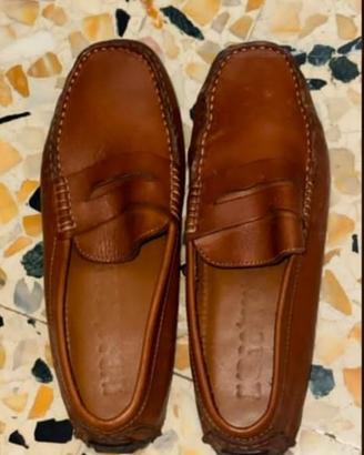 Mocassini Uomo Penny Loafer Pelle Marrone Numero40