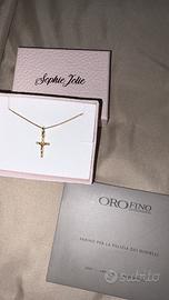Collana con croce in argento 925 color oro