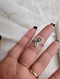 anello regolabile placcato argento con Topazio 